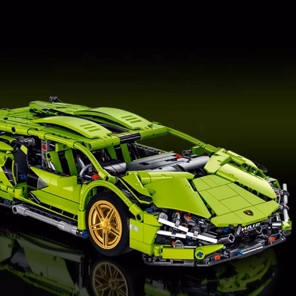 Miniatyr Byggklossar Racingmodell – Sportbil i skala 1:14 med öppningsbara dörrar och motorhuv, skapad med 1133 delar i högkvalitativ ABS-plast.