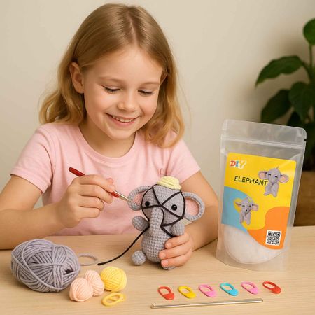 Elefant virkningskit för nybörjare – Komplett DIY