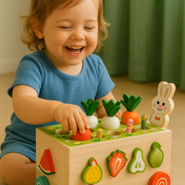 Montessori trädgårdslek med formsortering