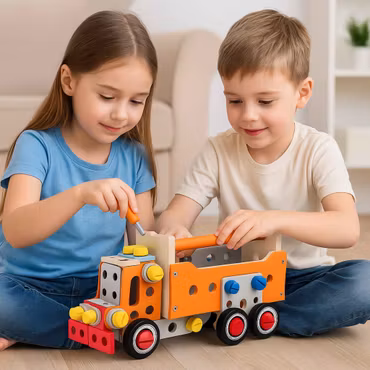 Byggset i trä för barn verktygsset & fordon