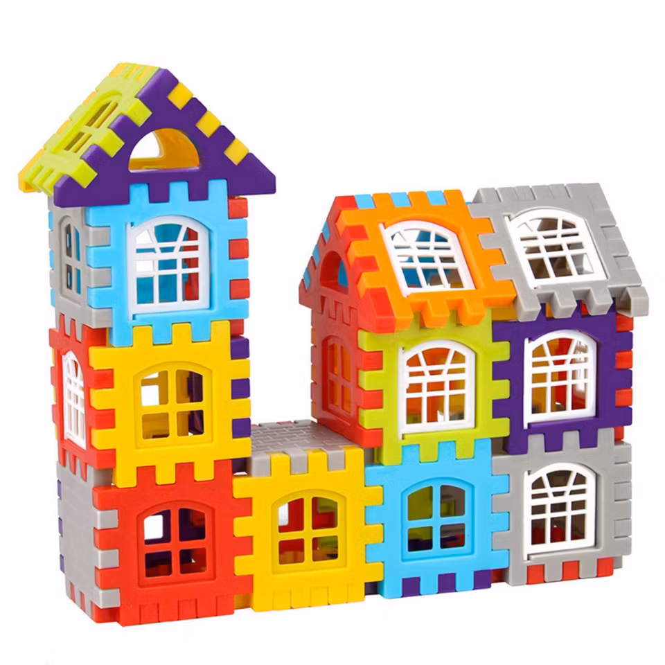 Färgglada byggklossar i plast – byggset för barn