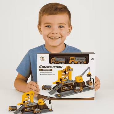 Byggarbetsplats 4-i-1 med fordon