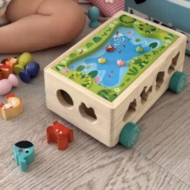 Montessori träleksak 3-i-1 fiskespel med djurpussel