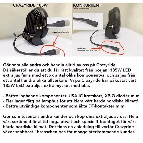 LED Extraljus 185W CREE - 9-32V
