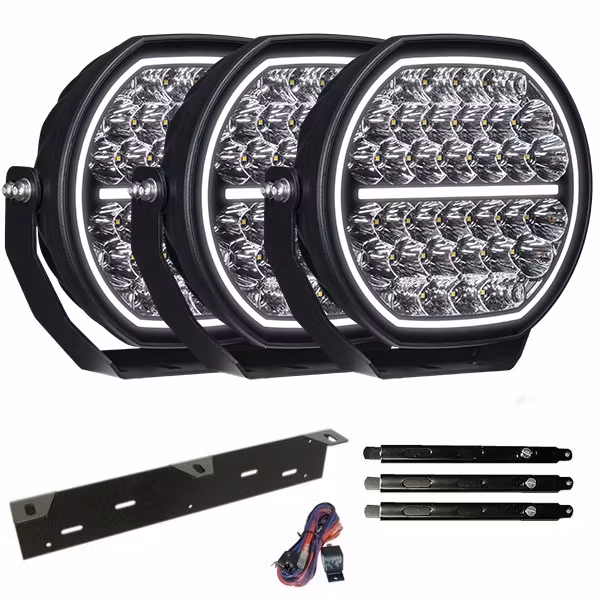 Extraljus paket 3 st LEDFORCE Attention V1 170W 3-PACK LED Extraljus inkl. extraljushållare, stag och reläkabelsats - 9-32V