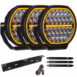 Extraljus paket 3 st LEDFORCE Attention V1 170W 3-PACK LED Extraljus inkl. extraljushållare, stag och reläkabelsats - 9-32V