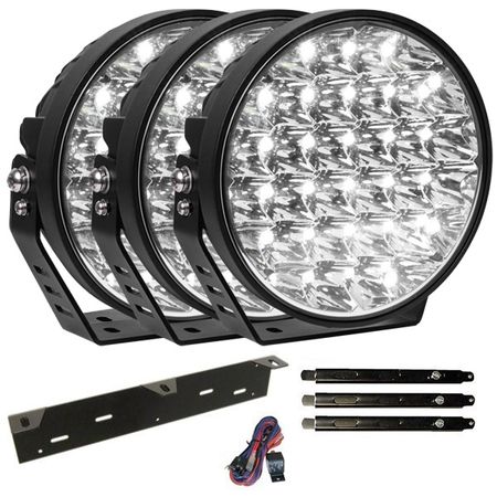 Extraljus paket 3 st Ledforce MegaBeam 160W LED 9" inkl. extraljushållare, stag och reläkabelsats