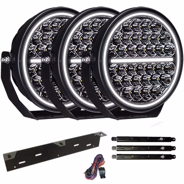 Extraljus paket 3 st LEDFORCE Attention V2 170W 3-PACK LED Extraljus inkl. extraljushållare, stag och reläkabelsats - 9-32V