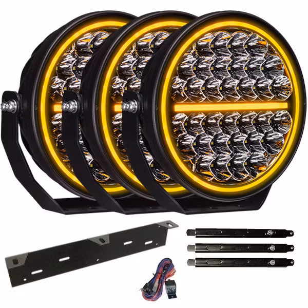 Extraljus paket 3 st LEDFORCE Attention V2 170W 3-PACK LED Extraljus inkl. extraljushållare, stag och reläkabelsats - 9-32V