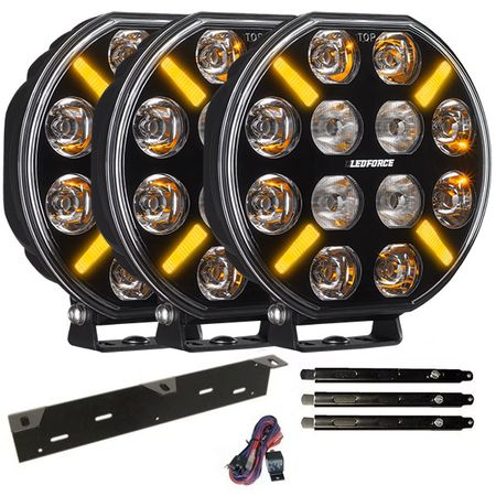 Extraljus paket 3 st LEDFORCE X-LED+ V2 3-PACK 160W LED Extraljus inkl. extraljushållare, stag och reläkabelsats - 9-32V