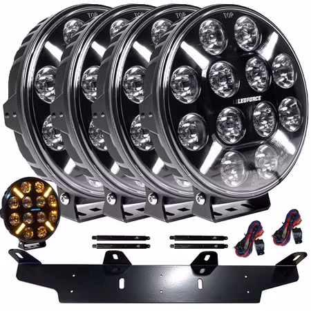 Extraljus paket 4 st LEDFORCE X-LED+ 160W - 220mm - 9" LED Extraljus inkl. extraljushållare, stag och reläkabelsats - 9-32V