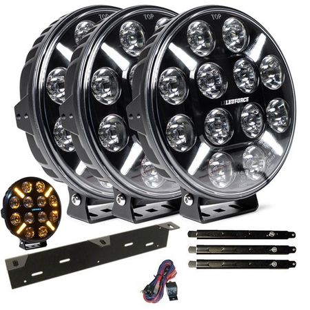 Extraljus paket 3 st LEDFORCE X-LED+ 160W - 220mm - 9" 3-pack LED Extraljus inkl. extraljushållare, stag och reläkabelsats - 9-32V