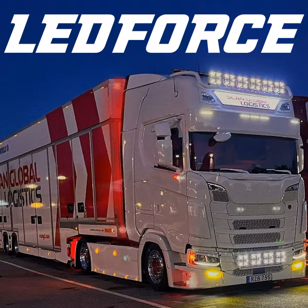 Extraljus paket 4 st LEDFORCE X-LED+ 160W - 220mm - 9" LED Extraljus inkl. extraljushållare, stag och reläkabelsats - 9-32V