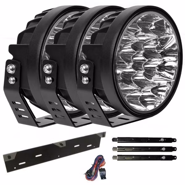 Extraljus paket 3 st Ledforce MegaBeam 126W 7" inkl. extraljushållare, stag och reläkabelsats