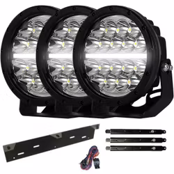 Extraljus paket 3 st 7" LED extraljus 270W inkl. extraljushållare, stag och reläkabelsats