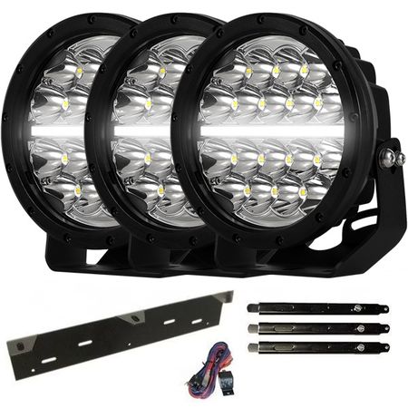 Extraljus paket 3 st 7" LED extraljus 270W inkl. extraljushållare, stag och reläkabelsats