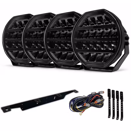 Extraljus paket 4 st LEDFORCE ONYX 9" 4-PACK LED Extraljus inkl. extraljushållare, stag och reläkabelsats - 9-32V