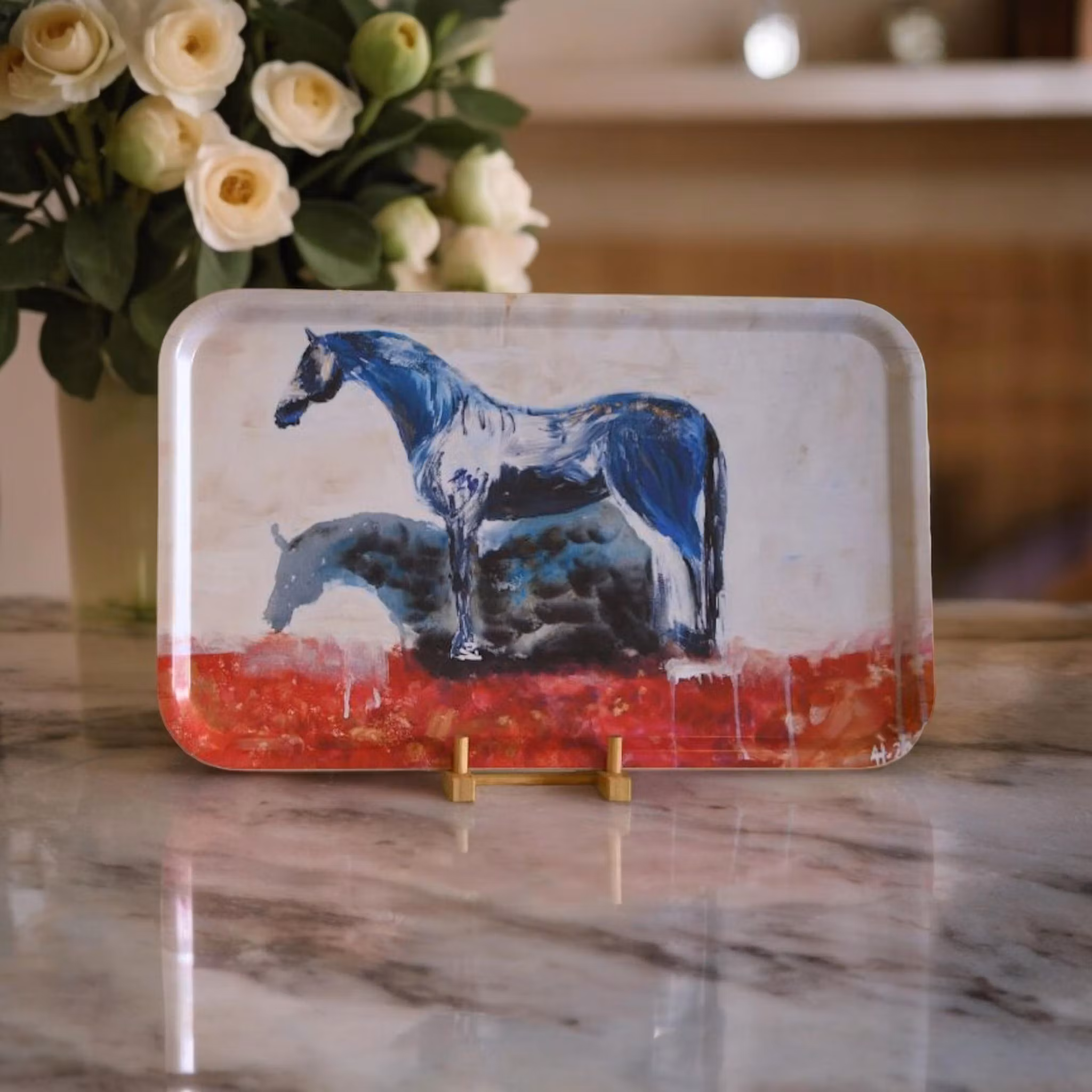 H & H Tray "Blue Stallion"