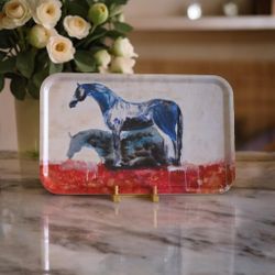 H & H Tray "Blue Stallion"