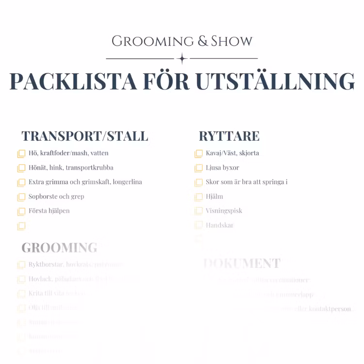 Packlista för utställning