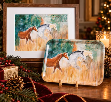 H & H Three Ponies - Bricka & Art Print