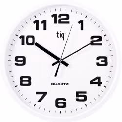 Tiq Väggur 30,5 cm Plast Svepande visare Vit