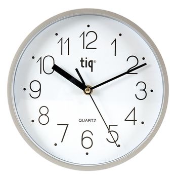 Tiq Väggur 22,5cm  Vit urtavla Silver ram