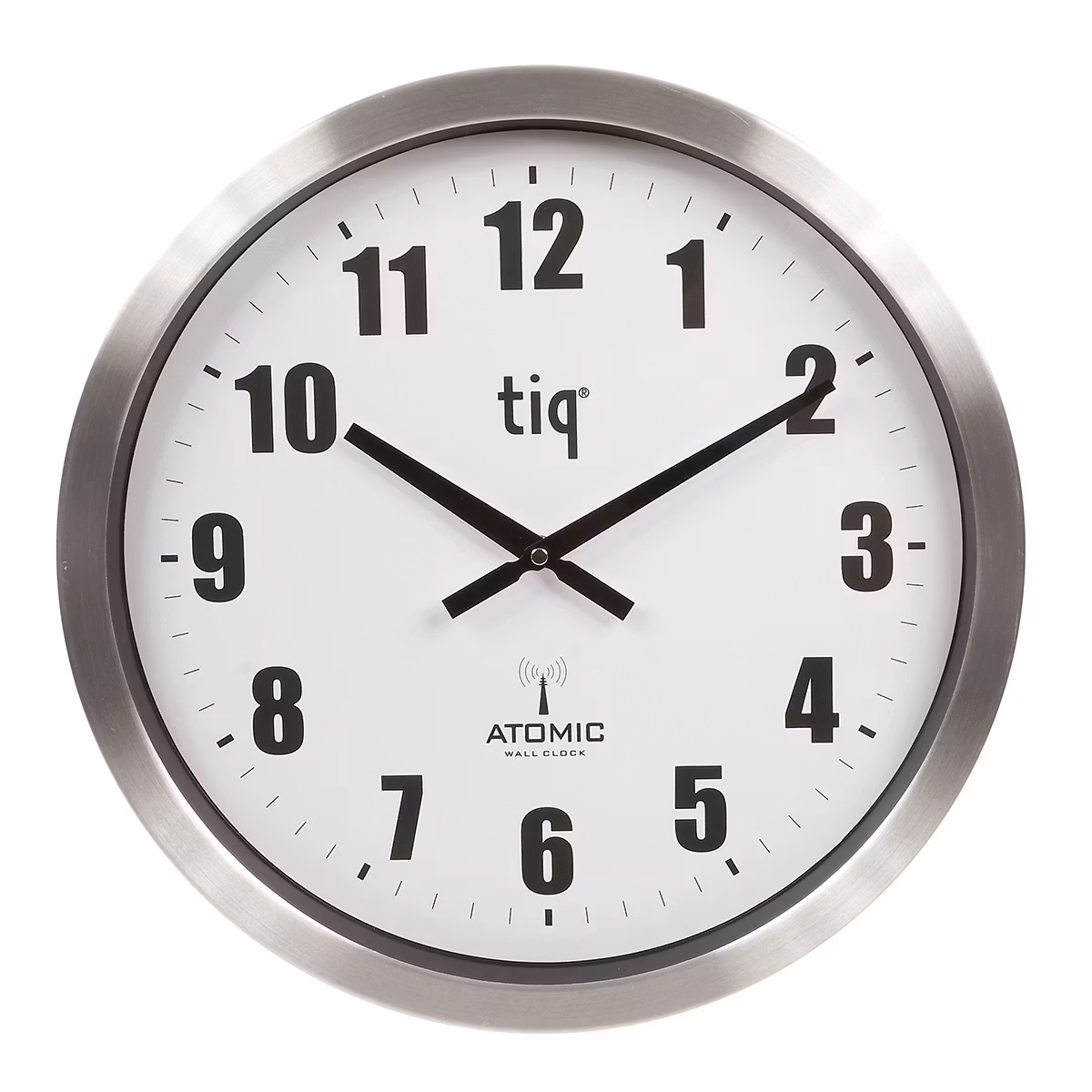 Tiq Väggur 40 cm Radiokontrollerat Vit urtavla Aluminium ram