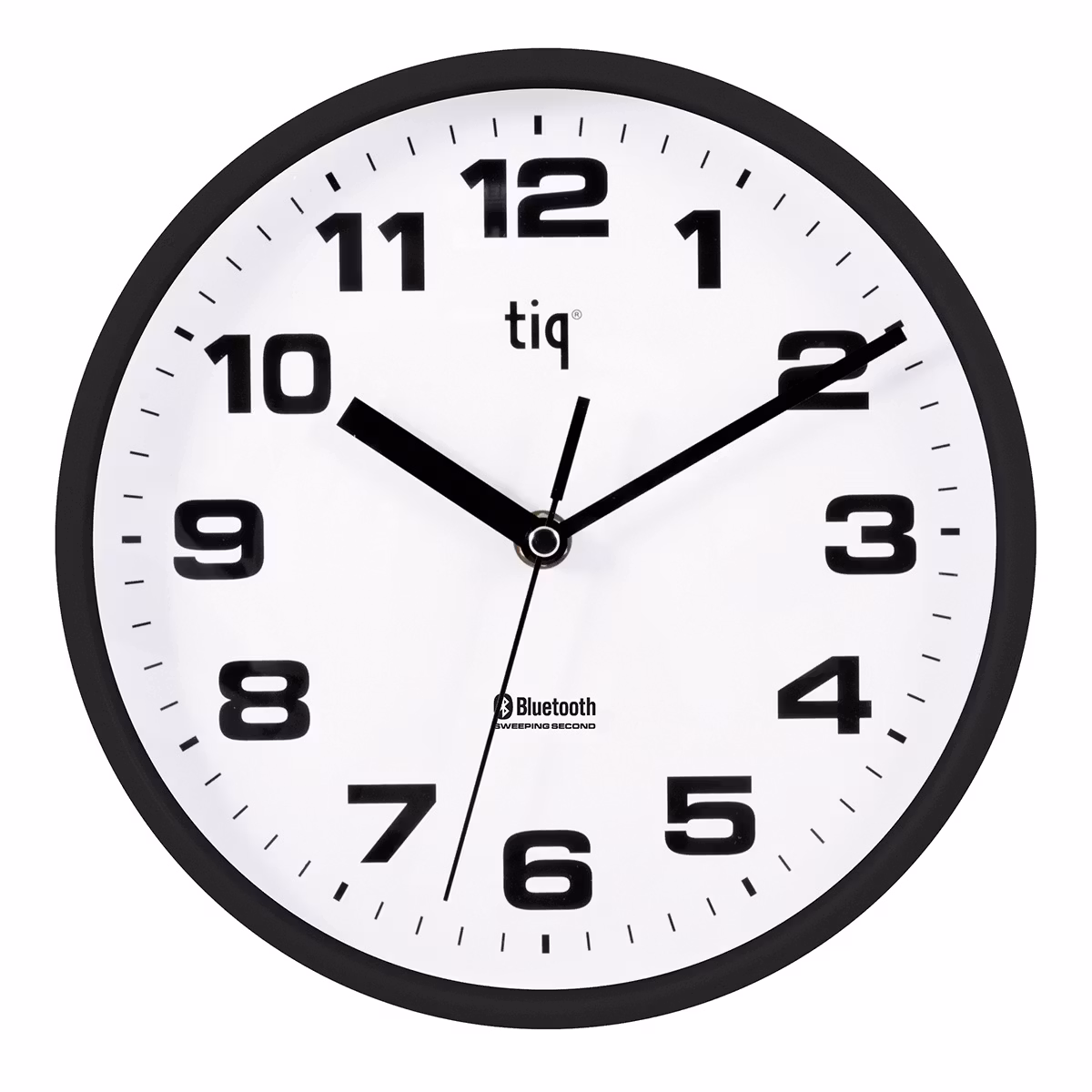 Tiq Väggur 23 cm Bluetooth Vit urtavla Svart ram