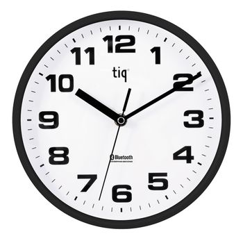 Tiq Väggur 23 cm Bluetooth Vit urtavla Svart ram