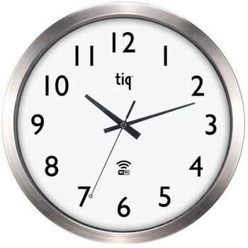 Tiq Väggur 30 cm WIFI Vit urtavla Aluminium ram