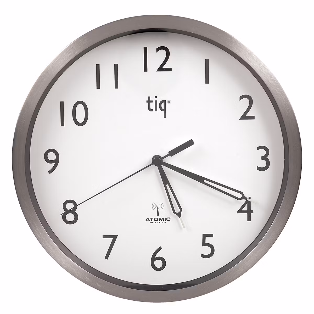 Tiq Väggur Radiokontr.25cm Vit urtavla silver ram
