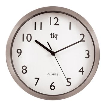 Tiq Väggur 25cm Vit urtavla silver ram