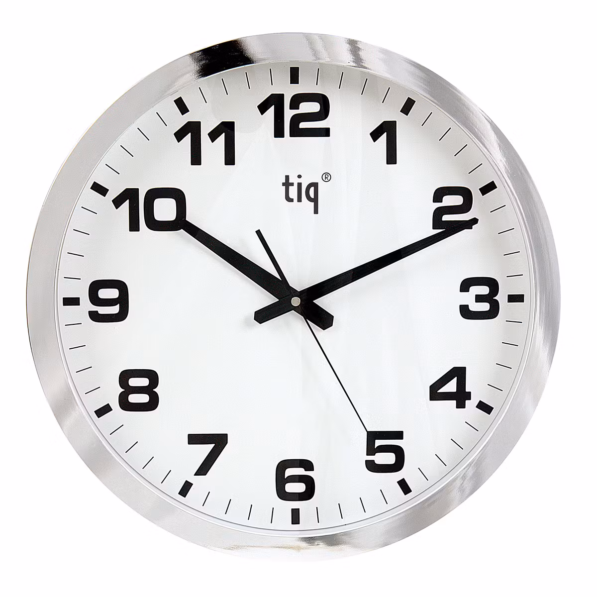 Tiq Väggur 40 cm Vit urtavla Silver ram