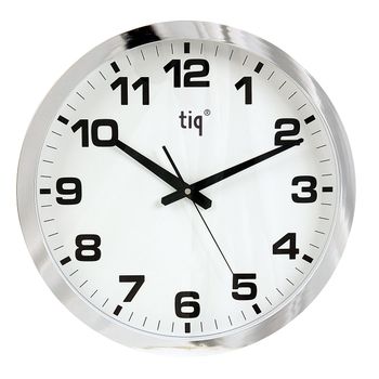 Tiq Väggur 40 cm Vit urtavla Silver ram