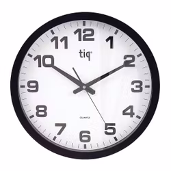 Tiq Väggur 40 cm Vit Urtavla Svart ram