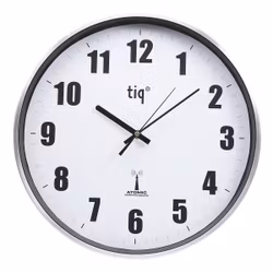 Tiq Väggur Radiokontr. 38cm  Svepande visare Vit urtavla Aluminium ram