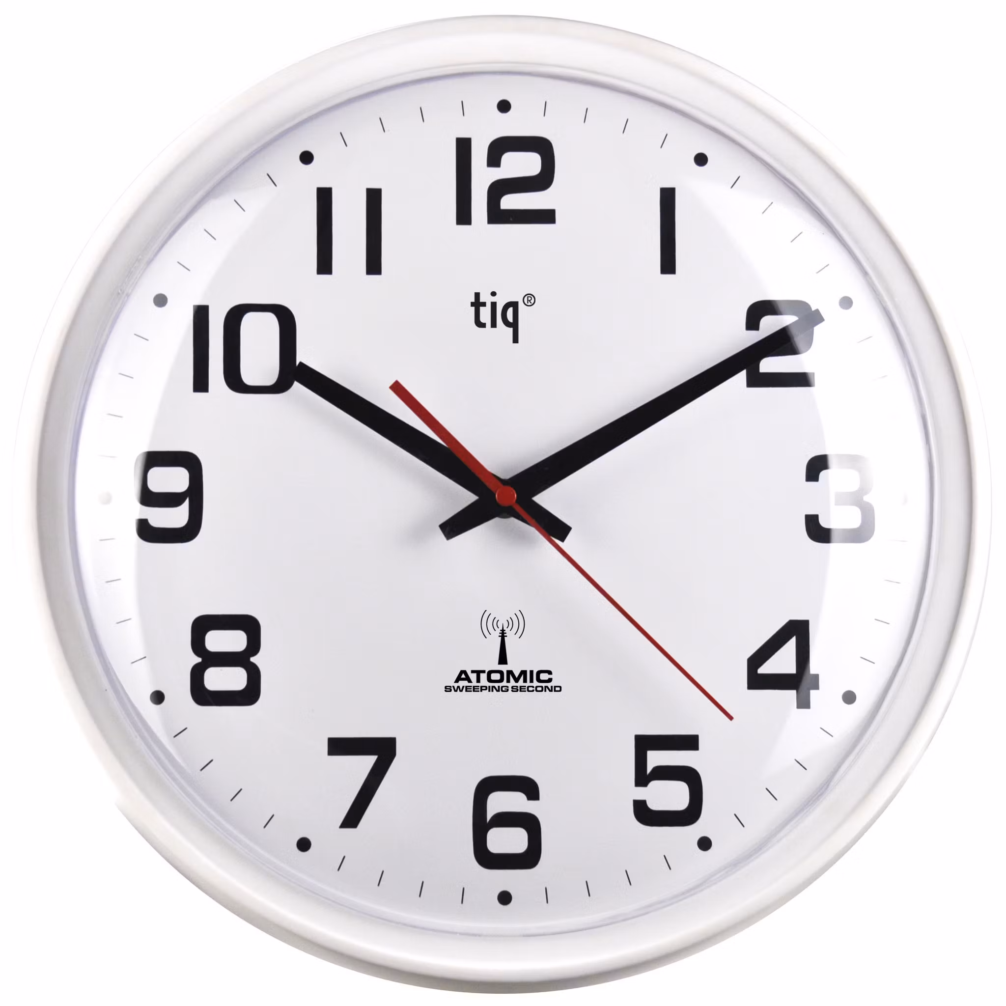 Tiq Väggur Radiokontr. Plast Vit Ram 34,8 cm