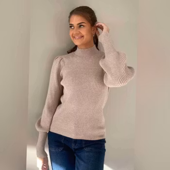 Beige genser puffarm