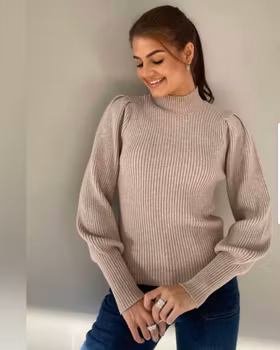 Beige genser puffarm