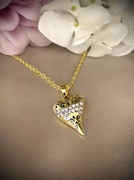 Kort smykke  gullfarget Hjerte med hope