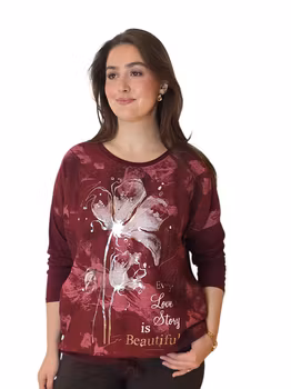 Vinrød bomullstopp med blomst