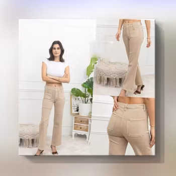 Beige Pocket jeans