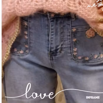 pocket jeans med broderier
