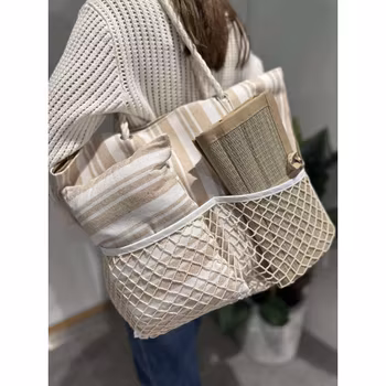 Strandbag med pute og liggeunderlag
