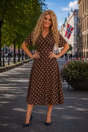 Brun prikket kjole Joys Paris  🌸🌿🌸