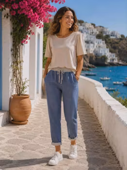 T shirt med puffarm taupe
