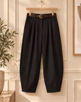Sort barell dressbukse med belte