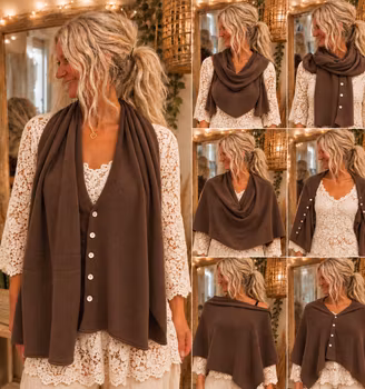 Skjerf/poncho brun
