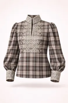Nordlys bluse rutet med puff